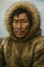 An old Inuit man, portrait, symbolic image Eskimo, polar region, winter, native, indigenous people,