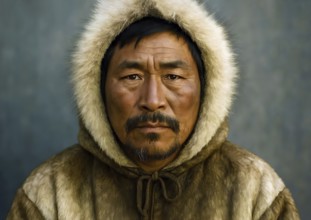 An old Inuit man, portrait, symbolic image Eskimo, polar region, winter, native, indigenous people,