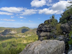 Rocks and views of the countryside on Oybin, Zittau Mountains, things, Germany