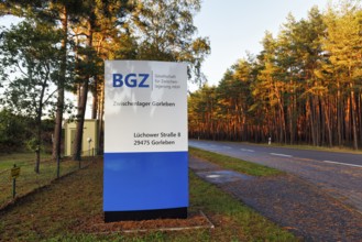Sign, Gorleben interim storage facility, BGZ Gesellschaft für Zwischenlagerung mbH, facility for