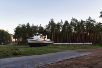 Beluga, former Greenpeace ship ashore, memorial, resistance against nuclear waste, interim storage