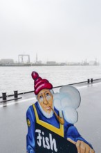 Selling fish at Landungsbrücken, St. Pauli, Hamburg, Germany