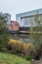 Old customs house with mirror house, HafenCity, Hamburg, Germany