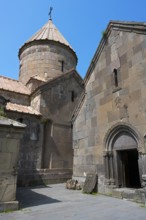 Medieval stone church with dome under clear sky, Goshavank monastery, Tavush province, Armenia
