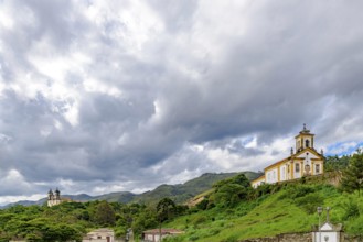 Baroque churches on the hills of the historic city of Ouro Preto, Ouro Preto, Minas Gerais, Brazil