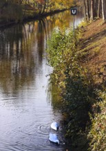 The river Lippe am Lippertor with the artwork Hel by Livia Theuer and Daniel Roskamp,