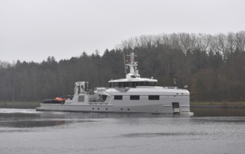 Super yacht EMOTIONAL in the Kiel Canal, NOK, Kiel Canal, Kiel Canal, Schleswig-Holstein, Germany