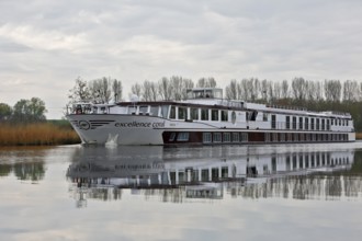 Excellence Coral river cruise ship on the Peene, tourism, Peenetal nature park Park,