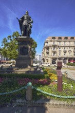 Kaiser Friedrich memorial, flower bed, general architecture, historic building, trees, blue sky,