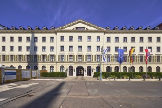 Hessian state parliament, former court marshal office, architectural style classicism, flagpoles,