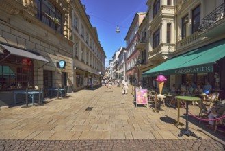 Pedestrian zone, general architecture, residential and commercial buildings, shops, shopping,