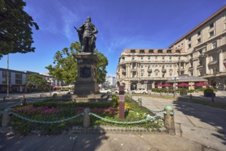 Kaiser Friedrich memorial, flower bed, general architecture, historic building, trees, blue sky,