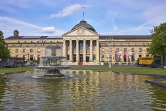 Spa hotel, neoclassicism style, architect Friedrich von Thiersch, inscription Aquis Mattiacis,