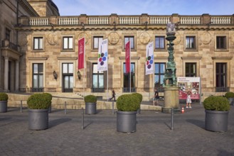 Rheingau Music Festival, spa hotel Wiesbaden, advertising flags on flagpoles, spa hotel, building