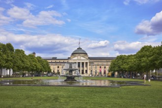 Spa hotel, neo-classical style, architect Friedrich von Thiersch, columns, gardens, bowling green,