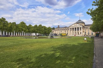 Spa hotel, architectural style neoclassicism, architect Friedrich von Thiersch, columns, green