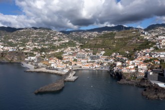 Aerial view of Camera de Lobos fishing village, Madeira, Portugal