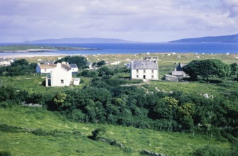 Houses at coastal village of Portnoo, Narin beach, County Donegal, Ireland 1969