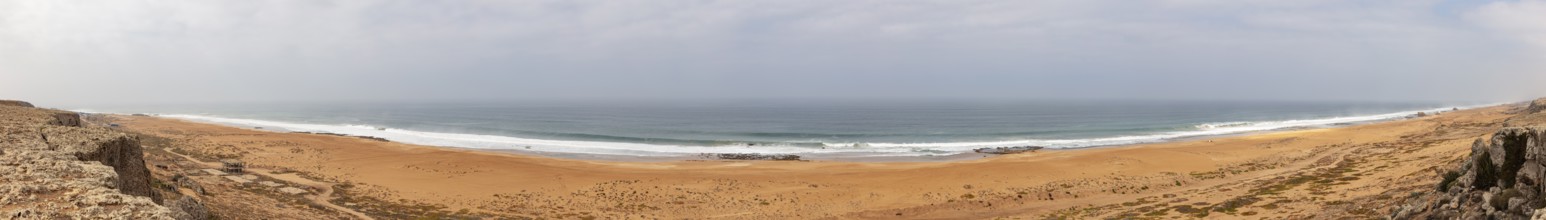 Wide, empty beach view with sea views