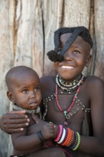 Portrait, girl, Himba children, traditional Himba village, Kaokoveld, Kunene, Namibia