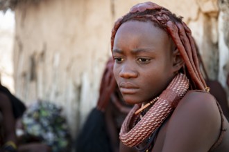 Portrait, Himba woman, traditional Himba village, Kaokoveld, Kunene, Namibia
