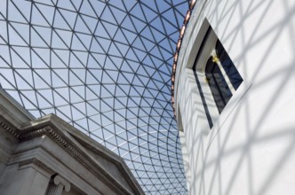 The spectacular glass roof in the Great Court of the British Museum in London, England, Great