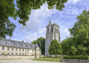 Tower of the Abbey of, Le Bec-Hellouin, Eure, France