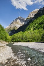 Klön, tributary to Lake Klöntal, Glärnisch with Ruchen and Gross Feuerberg in the background,