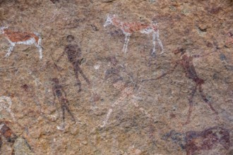 White Lady Rock Painting, White Lady Painting, Depiction of Hunters and Animals, Rock Paintings in