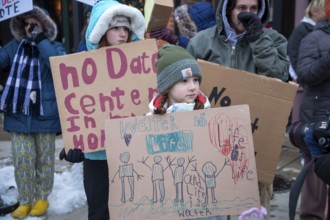 Saline, Michigan USA - 1 December 2025 - Rural Michigan residents rally against the $7 billion