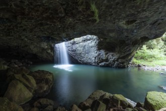 Natural Bridge Springbrook National Park Waterfall in the Basalt Cave, Queensland Gondwana