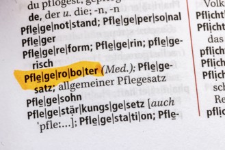 Care robot. Term from the Duden. Standard work of German spelling, 29th edition. germany
