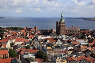City panorama from above, Stralsund, Hanseatic City of Stralsund, Vorpommern-Rügen District,