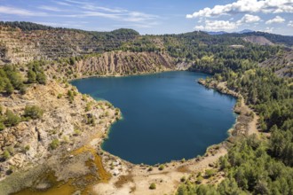 Mining lake on the island of Euboea or Evia seen from the air, Greece
