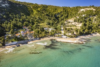Soutsini beach near Kymi seen from the air, Euboea or Evia island, Greece