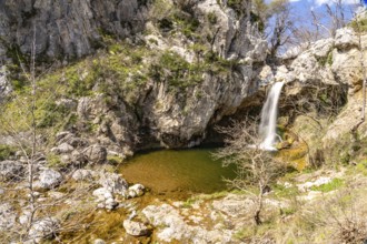 The Drymonas Waterfall on the island of Euboea or Evia, Greece