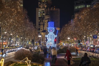 Christmas decoration, light decoration, in Berlin, Tauentzienstraße, view of the Memorial Church on