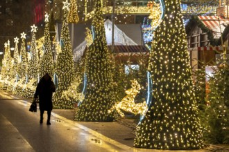 Christmas market on Breitscheidplatz, at the Memorial Church, Christmas decoration, light