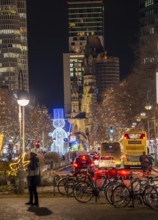 Christmas decoration, light decoration, in Berlin, Tauentzienstraße, view of the Memorial Church on
