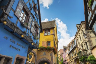 Colourful historic houses in the old town of Riquewihr, Ellsass