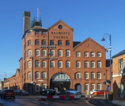 Nineteenth century red brick brewery industrial building, Wadsworth brewer, Devizes, Wiltshire,