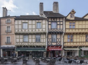 Half-timbered houses on Place Saint Vincent, Chalon-sur Saone, Saône-et-Loire department in the