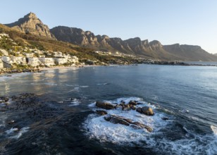 Cityscape, Aerial View, Ocean and Clifton Beach, Camps Bay, Cape Town, South Africa
