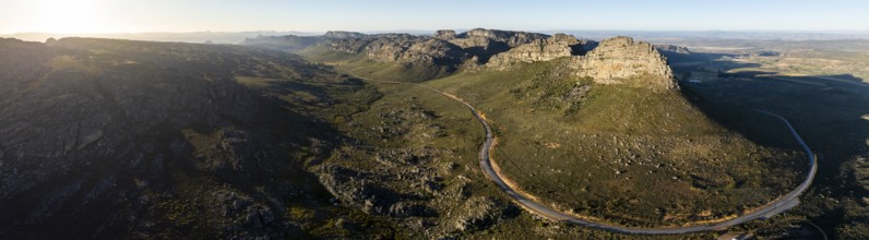 Parkhuispas mountain pass, aerial view of mountains and countryside, Cederberg Mountain Catchment