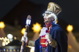 A Black-winged Stilt walker at the Christmas market WeihnachtsZauber Gendarmenmarkt on the