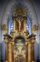 Interior view, choir, altar, main evangelical church of St. Michaelis, Michel for short, Free and