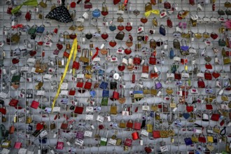 Love castles at the mountain station of the Zugspitz cable car, Austrian side, municipality of