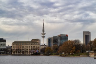 Inner Alster, Heinrich-Hertz-Fernsehturm, Fernmeldeturm, Jungfernstieg, Free and Hanseatic City of