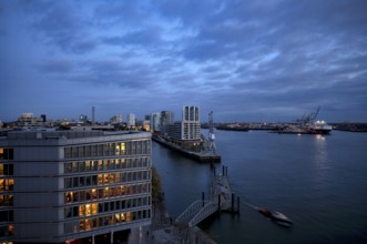 The Crown residential complex, Hafencity, Free and Hanseatic City of Hamburg, twilight, evening,