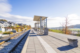 Modern train station with extensive views of the surrounding countryside, new Hermann Hessebahn